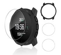 Aerku Coque Compatible avec Suunto 9 Peak Pro /9 Peak, [Avec Screen Protector*2] Case Protection 9H HD Protecteur D'écran en Verre Trempé TPU Silicone doux Coque Anti-Rayures Case - Noir