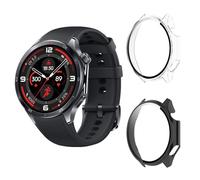 Aerku Coque Oneplus Watch 3 47MM Protège Écran 9H HD Verre Trempé PC Anti-Rayures Transparent&Noir