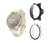 Aerku Lot de 2 coques rigides avec film de protection d'écran Garmin Lily 2 Active - Protection complète - Anti-rayures - En polycarbonate - Noir et transparent