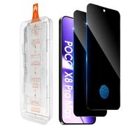 Aerku Lot de 2 films de protection d'écran pour Xiaomi Poco X8 Pro Max 5G en verre blindé [Installation automatique] Film de protection de confidentialité anti-espion extrêmement résistant aux rayures
