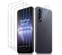 Aerku Verre Trempé pour Oneplus Nord 5, 3 Pièces Qualité Militaire Protection écran avec 3 Pièces Caméra Arrière Protecteur, 9H+ HD Glass Film Sans Bulles Protecteur D'écran