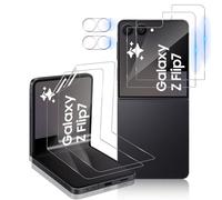 Aerku Verre Trempé pour Samsung Galaxy Z Flip 7, 2pcs Avant protection Écran + 2pcs À l'intérieur Films de Protection en TPU Flexible + 2pcs Caméra Arrière Protecteur, HD Transparent Verre Film Écran