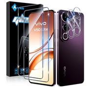 Aerku Verre Trempé pour Vivo V50 Lite 4G/ 5G, 2 Pièces Ultra HD Protection Écran et 2 Pièces Caméra Protecteur, 9H Dureté, Sans Bulles Film Protection D'écran, Anti-rayure, Anti-pétrole
