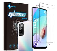 Aerku Verre Trempé pour Xiaomi Redmi 10 [2 Pièces] + Caméra Arrière Protecteur [2 Pièces], Dureté 9H [Sans Bulles] Anti-Rayures Film Vitre Trempé Protection écran pour Xiaomi Redmi 10 [Transparente]