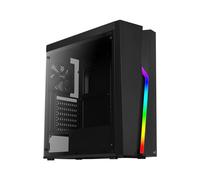 Aerocool Bolt Midi Tower Noir - Boîtier PC ATX/micro ATX/Mini-ITX, Acrylique, 2x3.5", USB 3.2 Gen 1, Ventilateur 120mm arrière, façade éclairée, compatible radiateur 240mm.