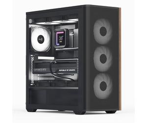 Aerocool D501A - Boîtier PC Midi Tower ATX/micro ATX/Mini-ITX Noir/Bois - 2x 3.5", 2x 2.5", USB 3.2 Gen 1/Gen 2 - Refroidissement liquide - Vent. 120/140 mm
