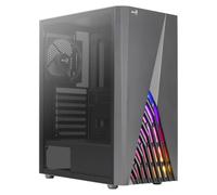 AeroCool DELTABKV1, Boîtier PC ATX, Façade RGB, Fenêtre Latérale Complète, Ventilateur 12cm, Noir