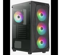 Aerocool Falcon Midi Tower Noir - Boîtier PC ATX/micro ATX/Mini-ITX, 2x 3.5", 2x 2.5", USB 3.2 Gen 1, Ventilation avant 120/140mm, Arrière 120mm