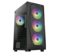 Aerocool FALCONV2BK, Boîtier Moyen Tour ATX, Frontal Mesh, Verre Trempé, Noir, 4 Ventilateur ARGB 12cm