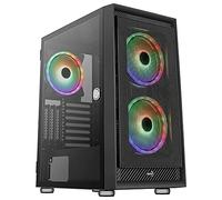 Aerocool Boîtier ATX Moyen Tour Graphite ARGB, panneau latéral en verre trempé, 3x 14cm ARGB, Noir