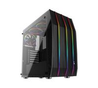Aerocool Klaw Noir - Boîtier PC Midi Tower ATX/micro ATX/Mini-ITX, 2x3.5" + 6x2.5", 1x120mm arrière, USB 3.2 Gen 1, RGB, Acier SPCC 0.6mm