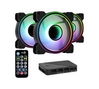 Aerocool Mirage PC Case Fan - 12 Pro, 3 x ARGB Translucent Fans 120mm, 1 x H66F RGB Hub, Infinity Mirror Design, Includes 6-pin connector, Remote Control, Curved Blades and Anti-Vibration Pads, Black