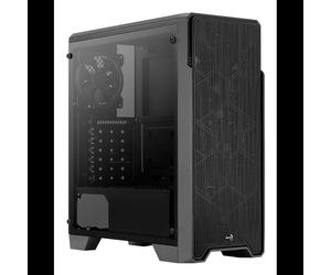 Aerocool Ore Tempered Glass, Boîtier PC Moyen Tour ATX/micro ATX/Mini-ITX, Noir, 2x 3.5", 3x 2.5", USB 3.2 Gen 1, Lecteur Cartes SD/MicroSD, Refroidissement Liquide 120/240 mm
