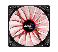 Aerocool Shark - Ventilateur pour PC (12 cm, 12V/7V, 15 pales, 14.5 dBA, 1500rpm, éclairage LED Orange, ultrasilent, Anti-Vibration, câbles emmêlés), Couleur Orange
