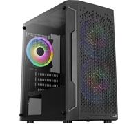 Aerocool Trinity Mini, Mini ATX Tower Case, Tempered Glass Side Panel, 1 x 12cm FRGB Fans, 2 x FRGB Fans, Black