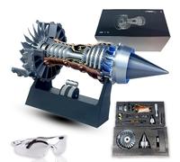 Aeroengine Model Engine Kit for Adults and Teen, Rechargeable Tr900 Turbofan Jet Engine Model Kit, 3D Printing Engines Models Building Kit, 1:20 Scale Turbojet Aircraftt (Assembly,Charging+Blue)