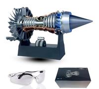 Aeroengine Model Engine Kit for Adults and Teen, Rechargeable Tr900 Turbofan Jet Engine Model Kit, 3D Printing Engines Models Building Kit, 1:20 Scale Turbojet Aircraftt (Integrated,Charging+Blue)