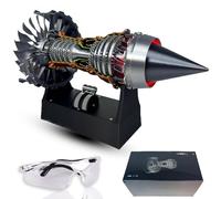 Aeroengine Model Engine Kit for Adults and Teen, Rechargeable Tr900 Turbofan Jet Engine Model Kit, 3D Printing Engines Models Building Kit, 1:20 Scale Turbojet Aircraftt (Integrated,Charging+Red)