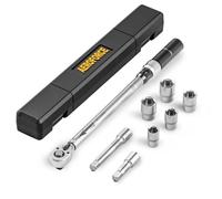 AEROFORCE 1/2" Clé Dynamométrique, Clé de Torsion 30-210 Nm, Précision ± 3% Clé à Cliquet, avec 2 Extensions de 7,5 cm et 12,5 cm, 5 Douilles, 8 Pièces Kit D'entretien pour Autos