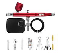 Aérographe à double action avec mini batterie Kit de compresseur d'air sans fil Brosse air Pistolet pulvérisation Outil nettoyage for maquillage Nail Paint Contrôle Précis(NCT-SLC-B-S2)