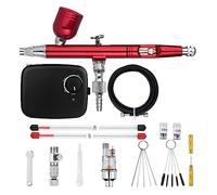 Aérographe à double action avec mini batterie Kit de compresseur d'air sans fil Brosse air Pistolet pulvérisation Outil nettoyage for maquillage Nail Paint Contrôle Précis(NCT-SLC-B-S3)