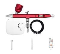 Aérographe à double action avec mini batterie Kit de compresseur d'air sans fil Brosse air Pistolet pulvérisation Outil nettoyage for maquillage Nail Paint Contrôle Précis(NCT-SLC-W-S1)