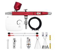 Aérographe à double action avec mini batterie Kit de compresseur d'air sans fil Brosse air Pistolet pulvérisation Outil nettoyage for maquillage Nail Paint Contrôle Précis(NCT-SLC-W-S3)