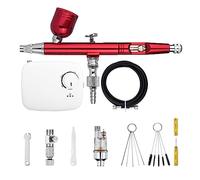 Aérographe à double action avec mini batterie Kit de compresseur d'air sans fil Brosse air Pistolet pulvérisation Outil nettoyage for maquillage Nail Paint Contrôle Précis(NCT-SLC-W-S2)