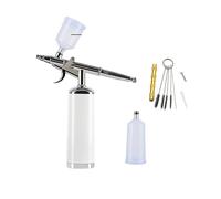 Aérographe avec kit de compresseur Mini 25 Psi 0,3 mm Buse Déclencheur Pistolet Nail Art Design Tattoo Contrôle Précis(METU40 C White)