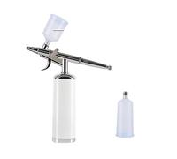 Aérographe avec kit de compresseur Mini 25 Psi 0,3 mm Buse Déclencheur Pistolet Nail Art Design Tattoo Contrôle Précis(METU40 B White)