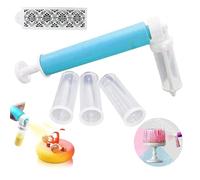 Aérographe Manuel pour Gâteaux,Double Action Aerographe,Outil de Coloration D'aéRographe,Compresseur Aerographe,Aérographe Manuel Décoration Gâteau,Pour La Décoration de Desserts (Bleu)