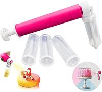 Aérographe manuel pour gâteaux - Outils de décoration à paillettes - Pistolet de coloriage avec 4 tubes - Kit de décoration de gâteaux de cuisine pour cupcakes, cookies et desserts (violet)
