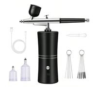 Aérographe portable avec compresseur, pistolet de pulvérisation à simple action pour le maquillage du visage, le nail art, les tatouages, l'artisanat, la peinture de gâteaux Taille UniqueAlliage d'alu