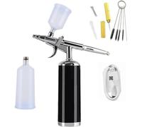 Aérographe Sand Blaster avec compresseur, appareil à perfusion automatique d'oxygène, pistolet de pulvérisation à gâchette, biscuits de bronzage corporel, artisanat du visage(Black)