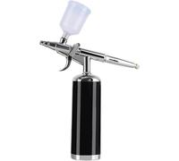 Aérographe Sand Blaster avec compresseur, appareil à perfusion automatique d'oxygène, pistolet de pulvérisation à gâchette, biscuits de bronzage corporel, artisanat du visage(Silver)