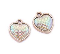 Aeromdale Lot de 10 breloques en émail en forme de cœur pour bracelet, collier, bijoux, accessoires 13 x 17 mm - C