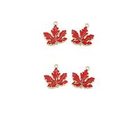 Aeromdale Lot de 10 breloques en émail en forme de feuille d'érable pour bracelet, collier, bijoux, accessoires de bricolage - C