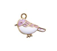 Aeromdale Lot de 10 breloques en émail en forme d'oiseau avec bord doré pour bracelet, collier, bijoux, accessoire de bricolage 13 x 15 mm