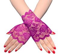 Aeromdale Mitaines d'été ajourées en dentelle florale pour femme, protection UV contre le soleil, conduite, mariage, court, cache-cicatrices - Violet
