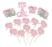 Aeromdale Pink Elephant Cake Topper Choix de Petits gâteaux sur Le thème des éléphants pour bébés C'est Une Fille Baby Shower Fête d'anniversaire Décorations Fournitures Gâteau Toppers