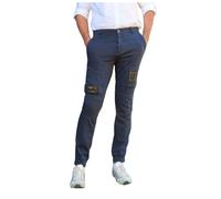 Aeronautica Militare - Pantalon Jogging en Coton avec Poches Anti-G - Homme - Jeans - Bleu - Taille: L