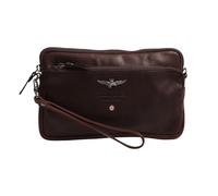 Aeronautica Militare Pochette avec crochet de pose et bandoulière réglable amovible, compartiment principal organisé, poches extérieures, une sur le devant et une sur le dos fermées par zip, Marron,