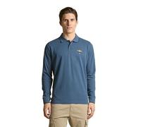 Aeronautica Militare Polo homme à manches longues en coton avec logo, Bleu avion., XL