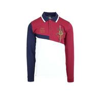 Aeronautica Militare Polo P1822 en Jersey, flèches tricolores, pour homme, chemise, manches longues, Bordeaux-blanc, XXL