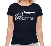 Aeroplane Evolution of Man Ladies White Yellow Black Red Mens Women T T-Shirts à Manches Courtes 100% Cotton Tee Military Navy(Large)