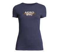 AÉROPOSTALE T-shirt 'JUL' bleu marine / jaune d'or / blanc, Taille S