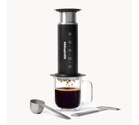 AeroPress Cafetière en acier inoxydable noir | Cafetière à piston manuelle tout-en-un en acier inoxydable, pour préparation par infusion manuelle et expresso