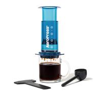 AeroPress Clear Blue cafetière à piston tout-en-un, style expresso et filtre, infusion en 2 minutes, petite cafetière portable idéale pour les voyages et le camping