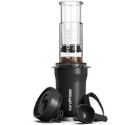 AeroPress Go Plus, petite cafetière portable pour voyage et camping - Méthode d'infusion 3 en 1 combine cafetière française, pourover, expresso, café corsé sans amertume, kit de presse à café - Noir