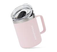 AeroPress Mug de Voyage avec Anse, Acier Inoxydable Isotherme à Double Paroi, Couvercle Coulissant Résistant aux Éclaboussures, Boissons Chaudes ou Froides, Lave-Vaisselle, 12 oz, Rose